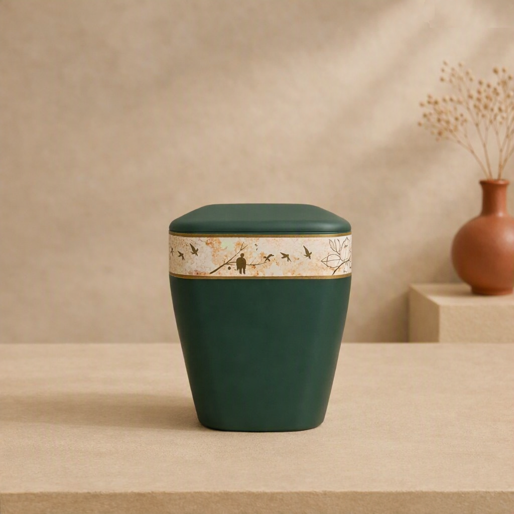 ALTEA GREEN URN W/ BORDER — Cremation · Hasta fin de existencias · Ref. 888005 | Ramón Chao