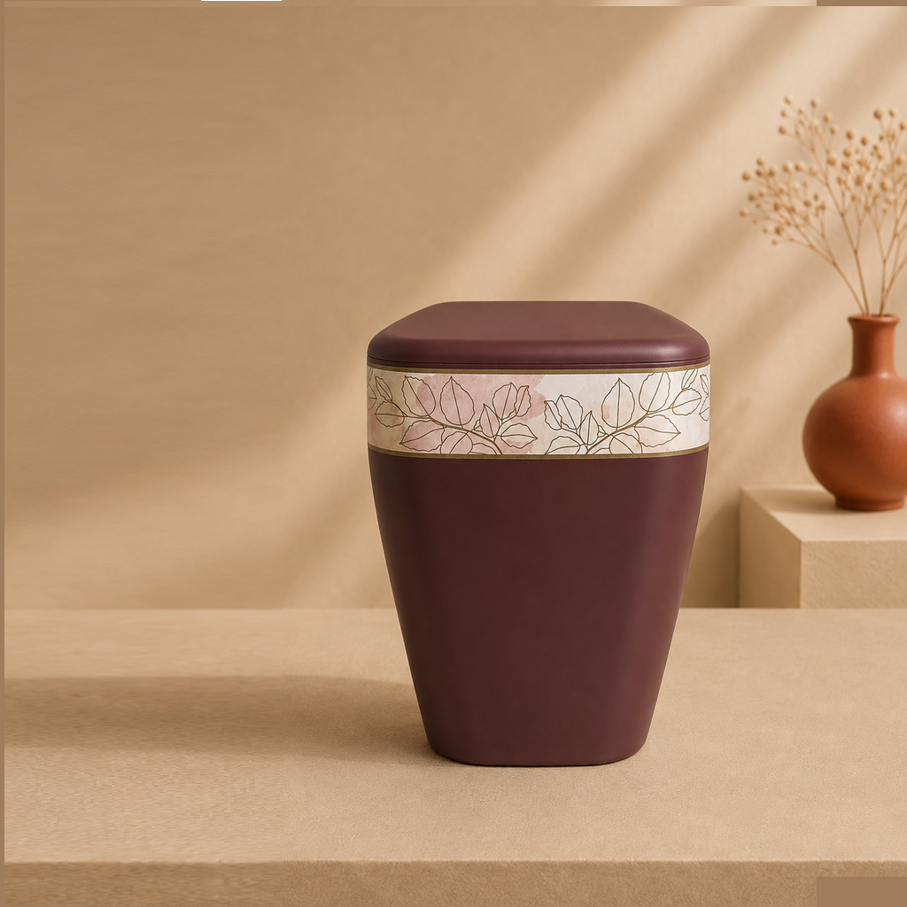 ALTEA BURGUNDY URN W/ BORDER — Cremation · Hasta fin de existencias · Ref. 888006 | Ramón Chao