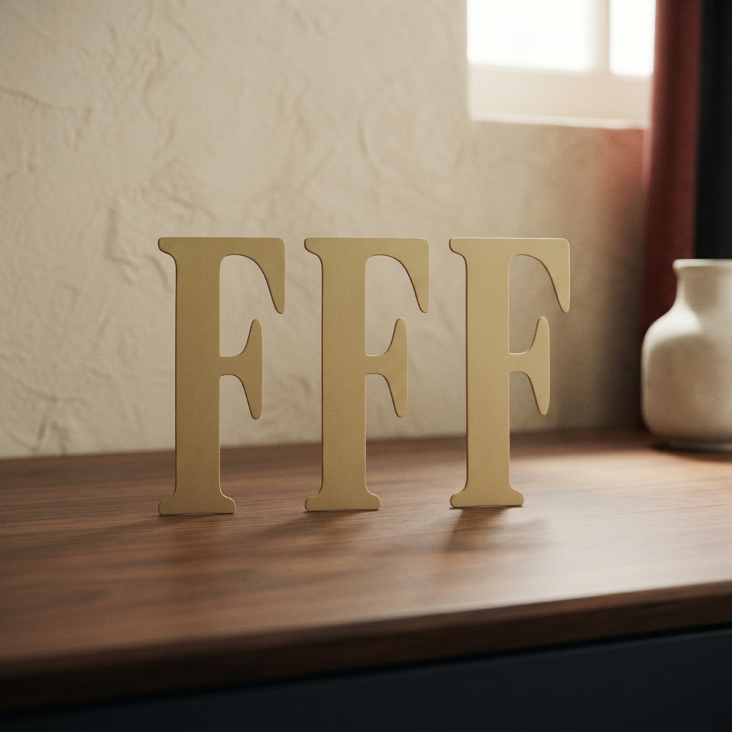 HOJA LETRAS ORO 48 mm. # F — Imprenta · Placas y mini-lápidas · Ref. 2301002 | Ramón Chao
