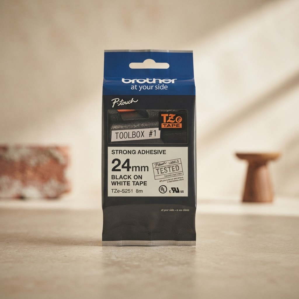 24mm BROTHER TAPE ROLL WHITE BACKGROUND BLACK LETTERING — Print services · Placas y mini-lápidas · Ref. 2747041 | Ramón Chao