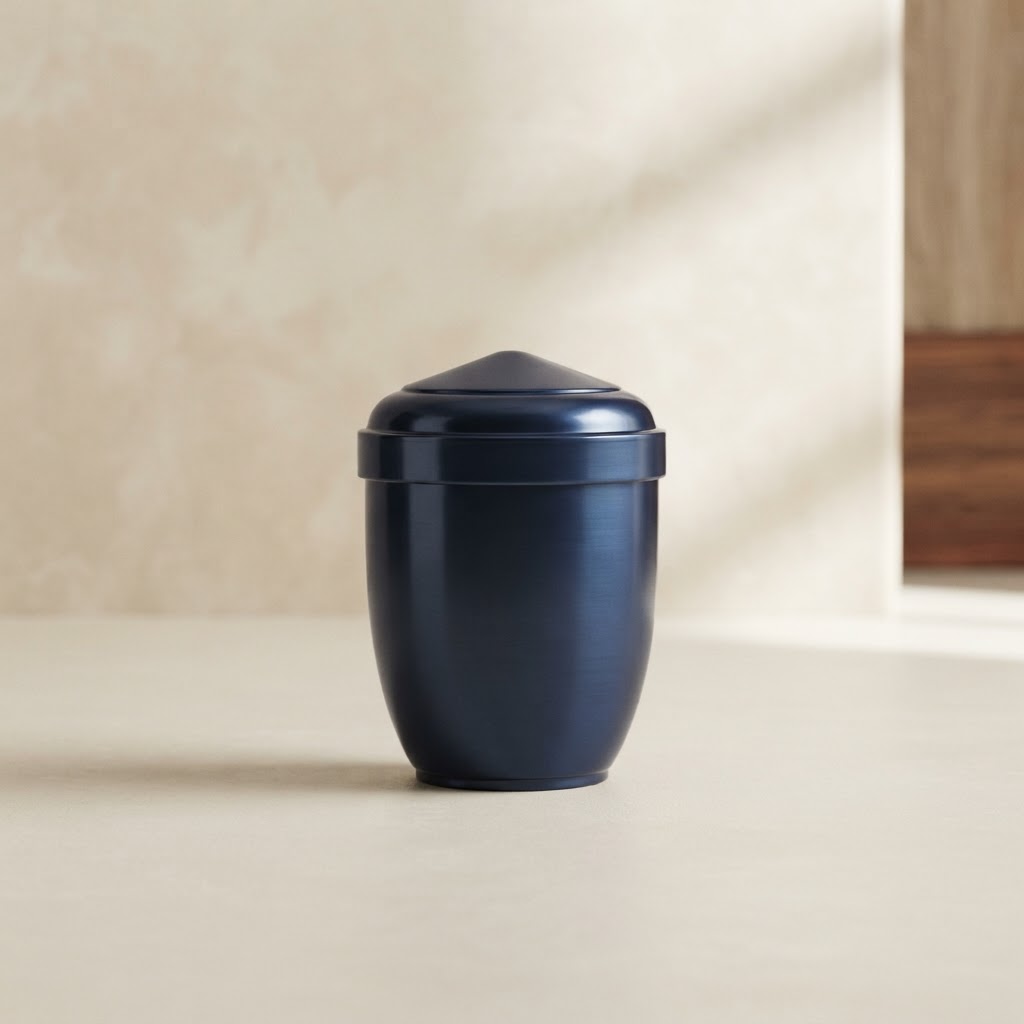 URNA COMB. ALU OTIN # AZUL BRILLO — Incineración · Urnas metálicas · Ref. 347001 | Ramón Chao