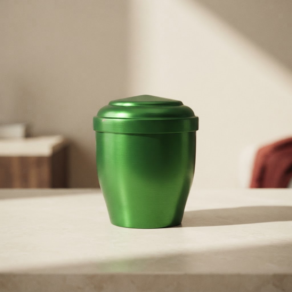 MINI URNA ALU OTIN # VERDE BRILLO — Incineración · Urnas metálicas · Ref. 351003 | Ramón Chao