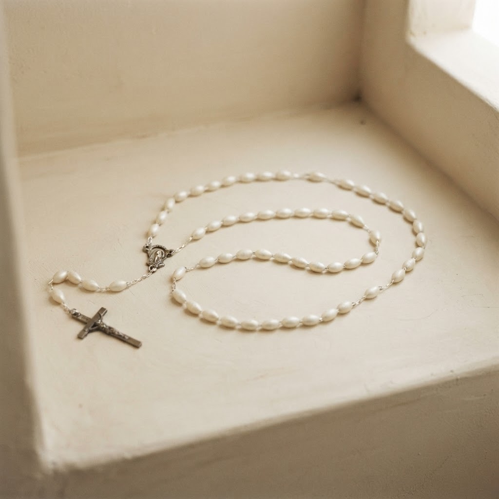 ROSARIO PLASTICO P-1 BLANCO — Vestimenta de cadáveres · Rosarios y cruces · Ref. 3592000 | Ramón Chao