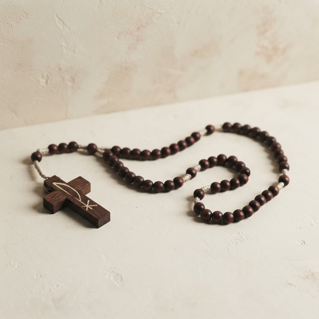 ROSARIO MADERA M-1 MARRON — Vestimenta de cadáveres · Rosarios y cruces · Ref. 3598000 | Ramón Chao