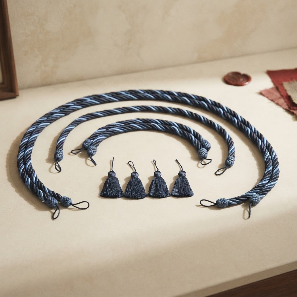 JGO.CORDONES SEDA 4-BORLAS # AZUL — Capillas y carros · Complementos · Ref. 3656001 | Ramón Chao