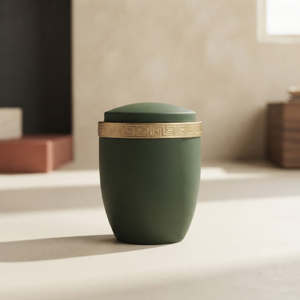 URNA COMB. CG MERIDA # VERDE MATE — Incineración · Urnas metálicas · Ref. 388003 | Ramón Chao