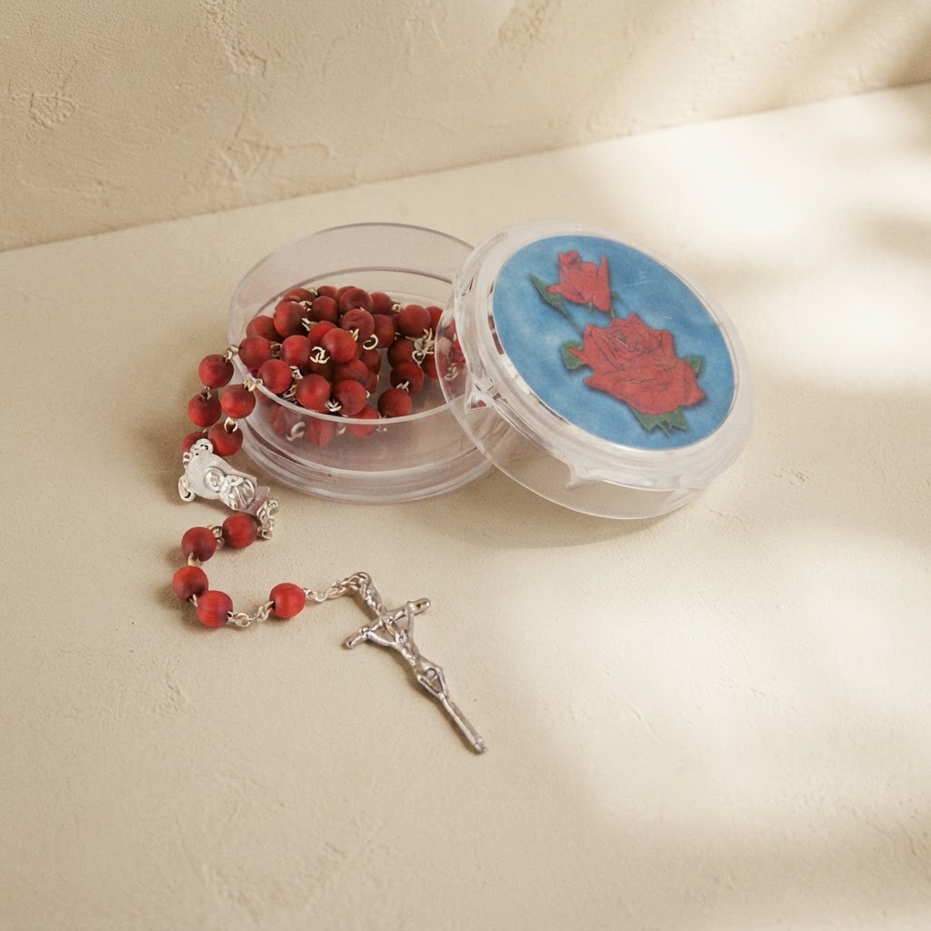 ROSARIO PETALOS DE ROSA C/CAJA — Vestimenta de cadáveres · Rosarios y cruces · Ref. 5076000 | Ramón Chao