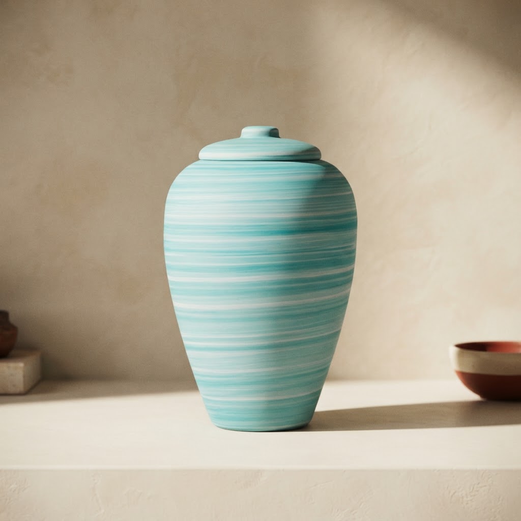URNA ECOBIO ECOURN # AZUL PASTEL — Incineración · Urnas degradables · Ref. 6652011 | Ramón Chao