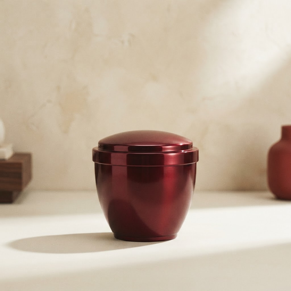 ALUMINIUM COMB. URN 1.5L # GLOSS BURGUNDY — Cremation · Urnas metálicas · Ref. 6860002 | Ramón Chao