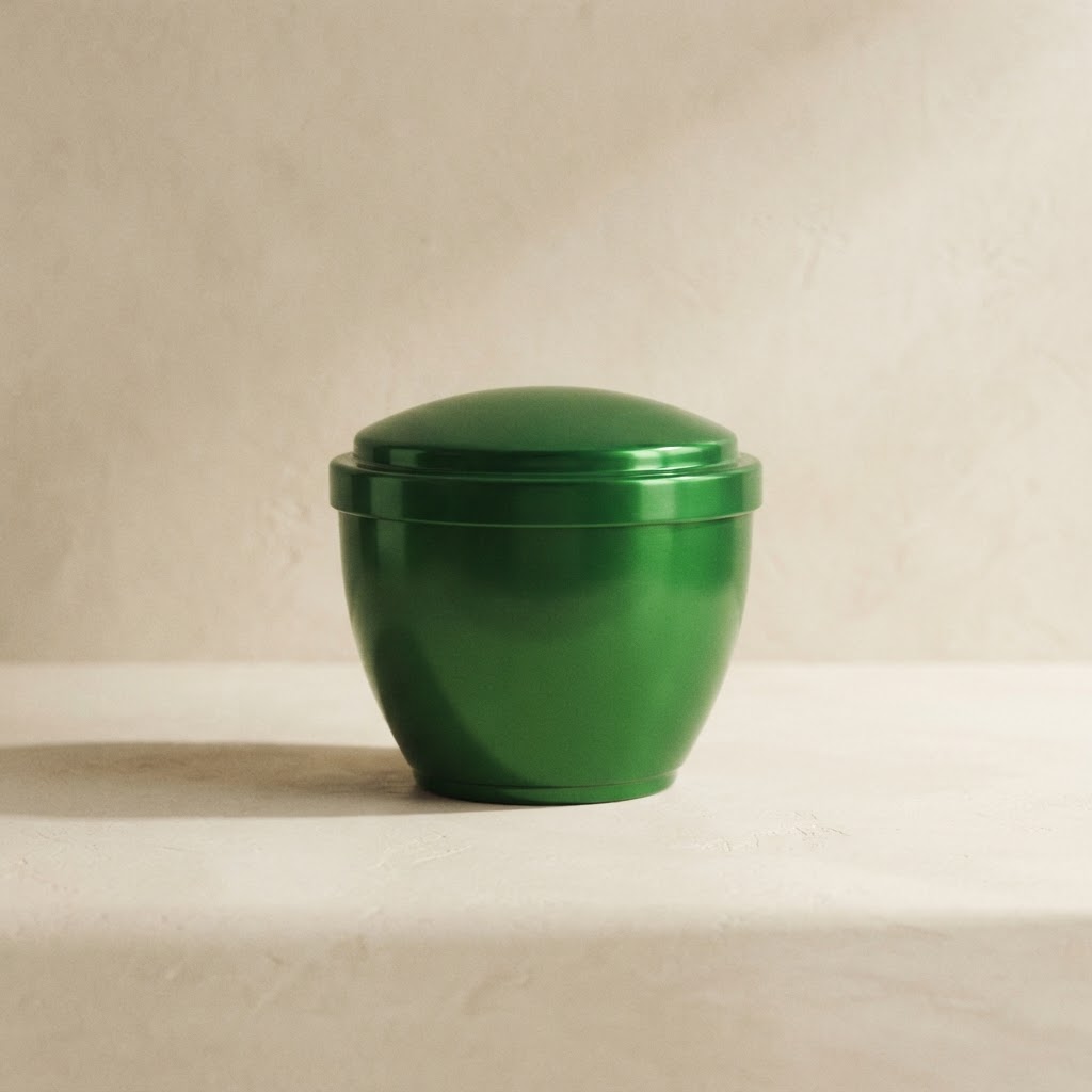 ALUMINIUM COMB. URN 1.5L # GLOSS GREEN — Cremation · Urnas metálicas · Ref. 6860003 | Ramón Chao