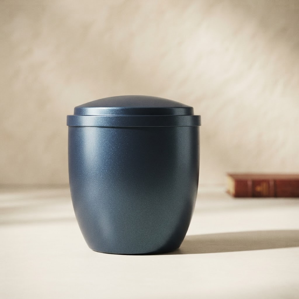ABS URN WITH HYDRO-SOLUBLE BAG # 011-BLUE MET. — Cremation · Urnas ABS · Ref. 6950001 | Ramón Chao