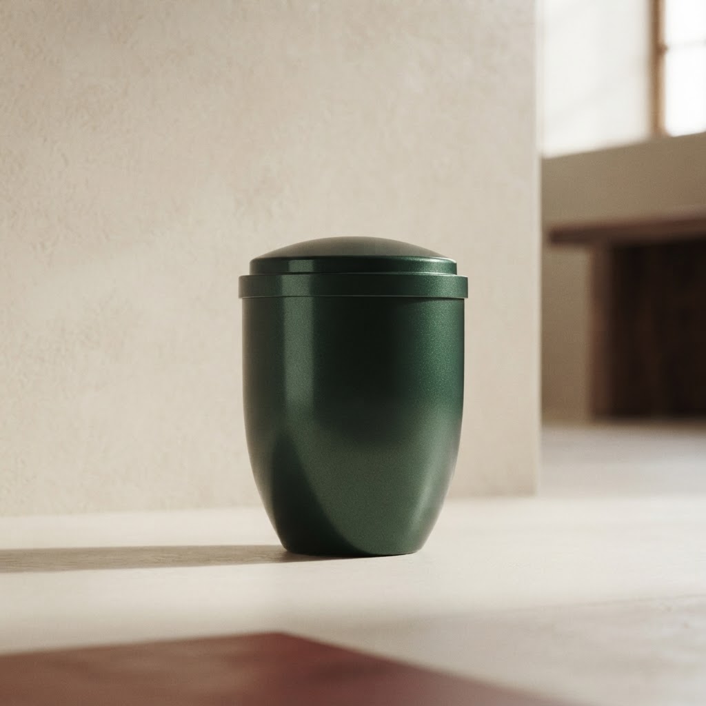 ABS URN w/Water-Soluble Bag # 010-MET. GREEN — Cremation · Urnas ABS · Ref. 6950004 | Ramón Chao