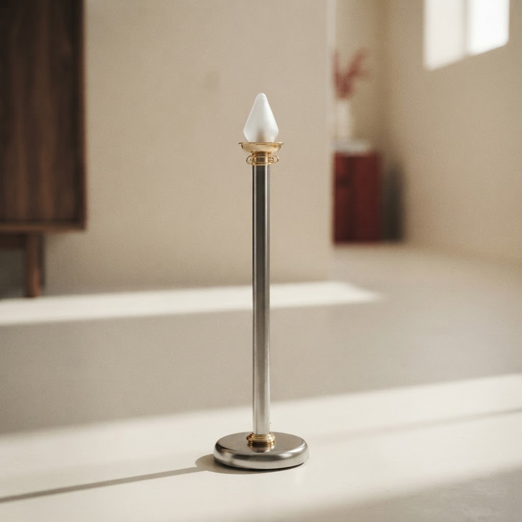 AURA - STAINLESS STEEL CANDELABRA WITH LIGHT CN — Chapels and trolleys · Capillas metálicas · Ref. 7447000 | Ramón Chao
