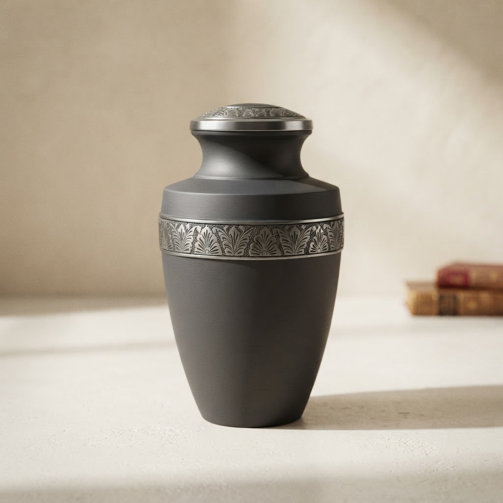 URNA COPAN GRIS LATON — Incineración · Urnas latón · Ref. 7512000 | Ramón Chao