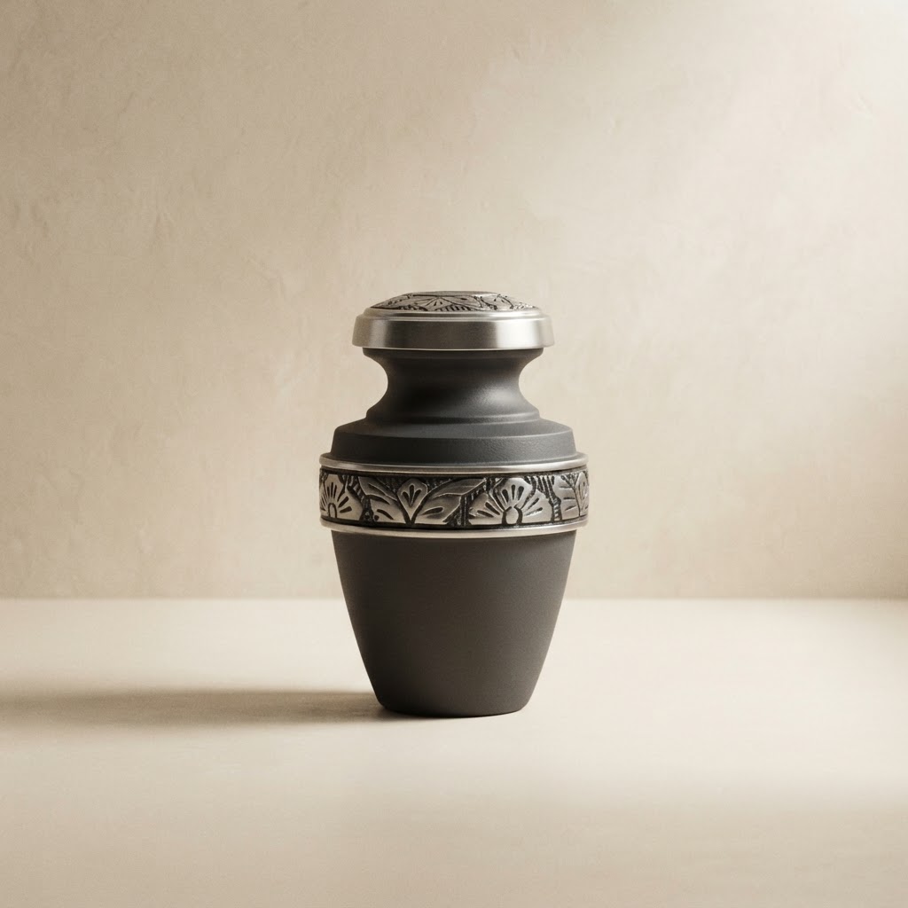 MINI URNA LATON COPAN GRIS — Incineración · Urnas latón · Ref. 7531000 | Ramón Chao