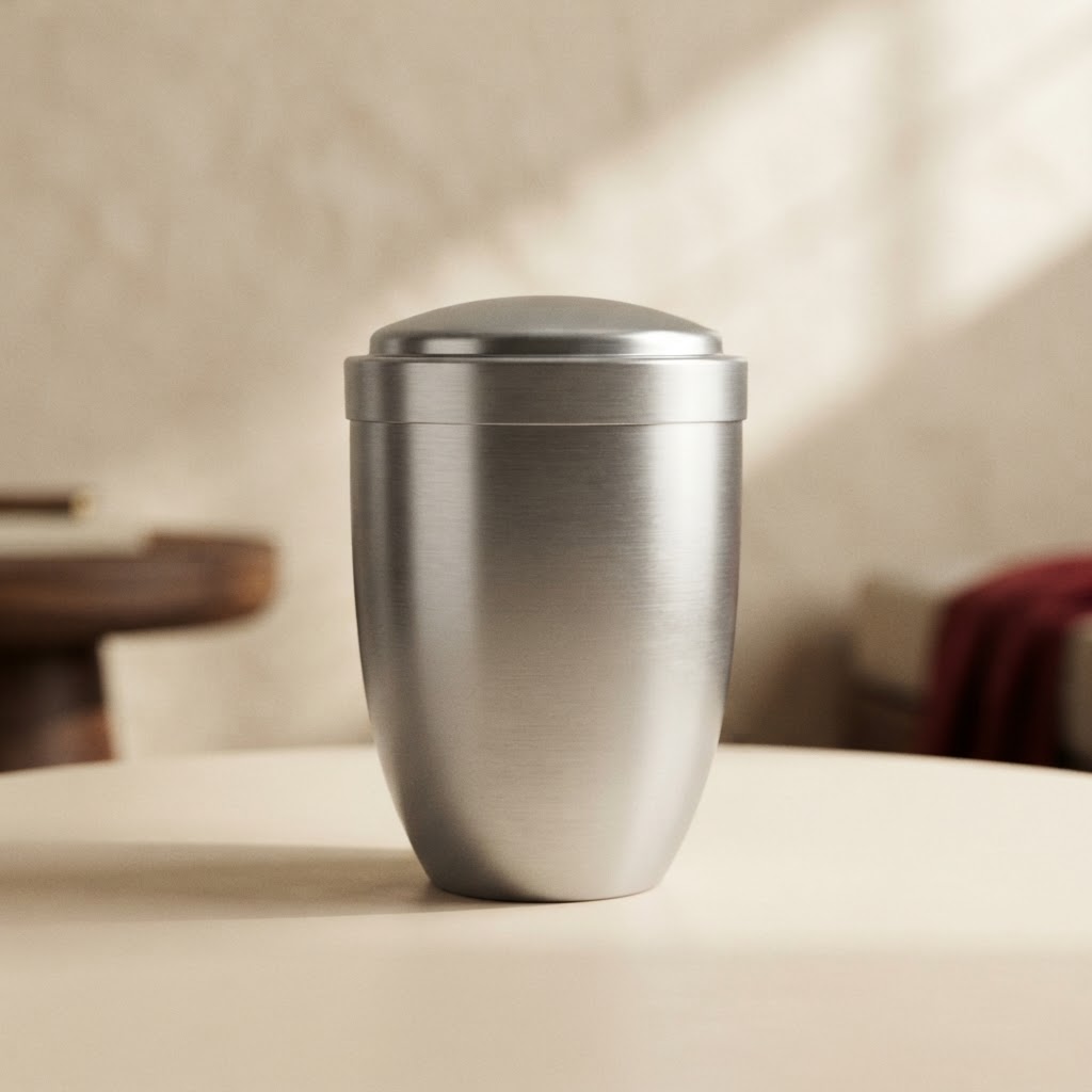 Aluminium combination urn Gata # Satin silver — Cremation · Urnas metálicas · Ref. 7616005 | Ramón Chao