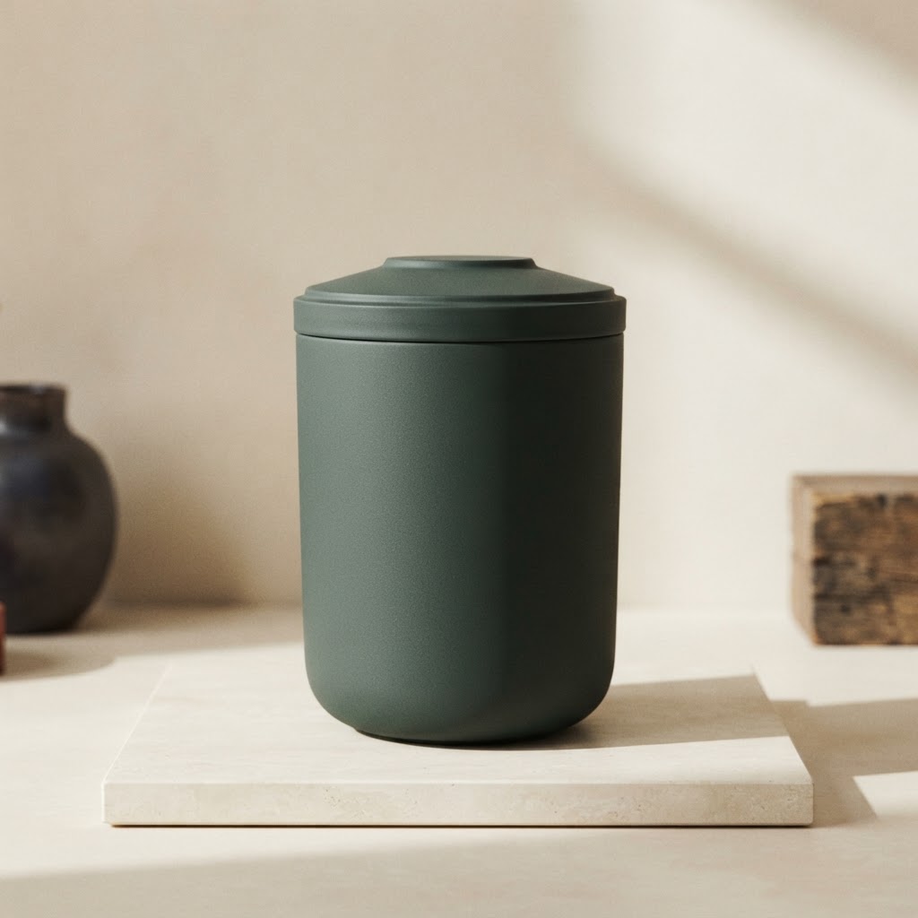 URNA COMB. CG MONDUVER 4,1L # VERDE MATE — Incineración · Hasta fin de existencias · Ref. 7775017 | Ramón Chao